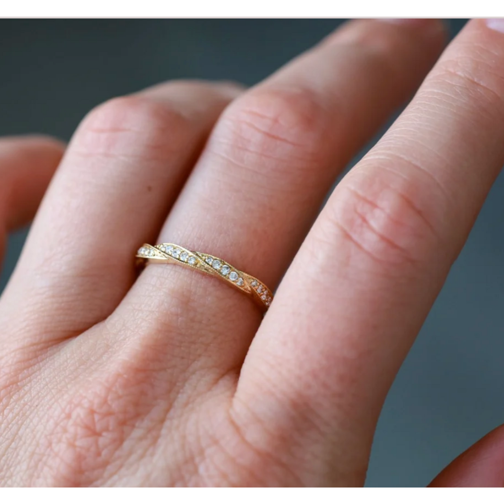 Sethi Couture 18k Yellow Gold and Diamond Twine Band, Size 6.5