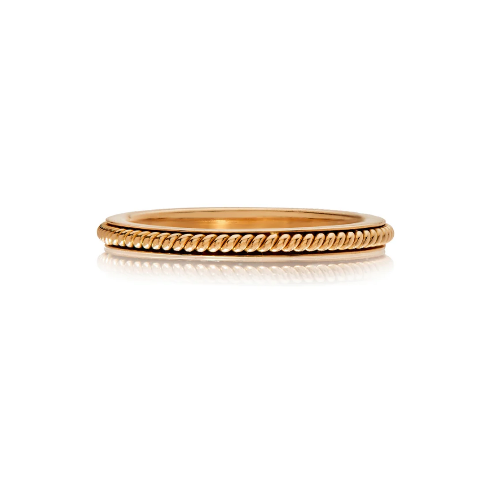 Sethi Couture 18k Yellow Gold Channel Rope Stacking Band, Size 6.5