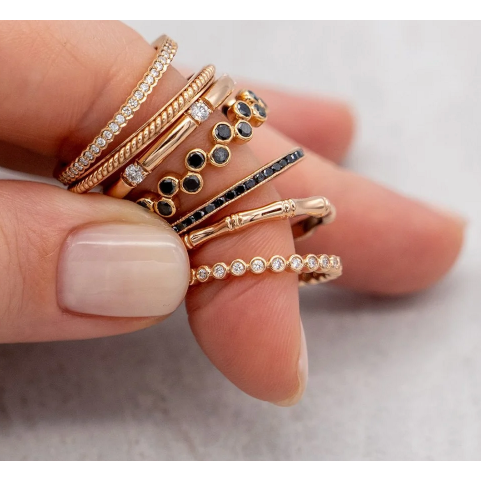 Sethi Couture 18k Yellow Gold Channel Rope Stacking Band, Size 6.5