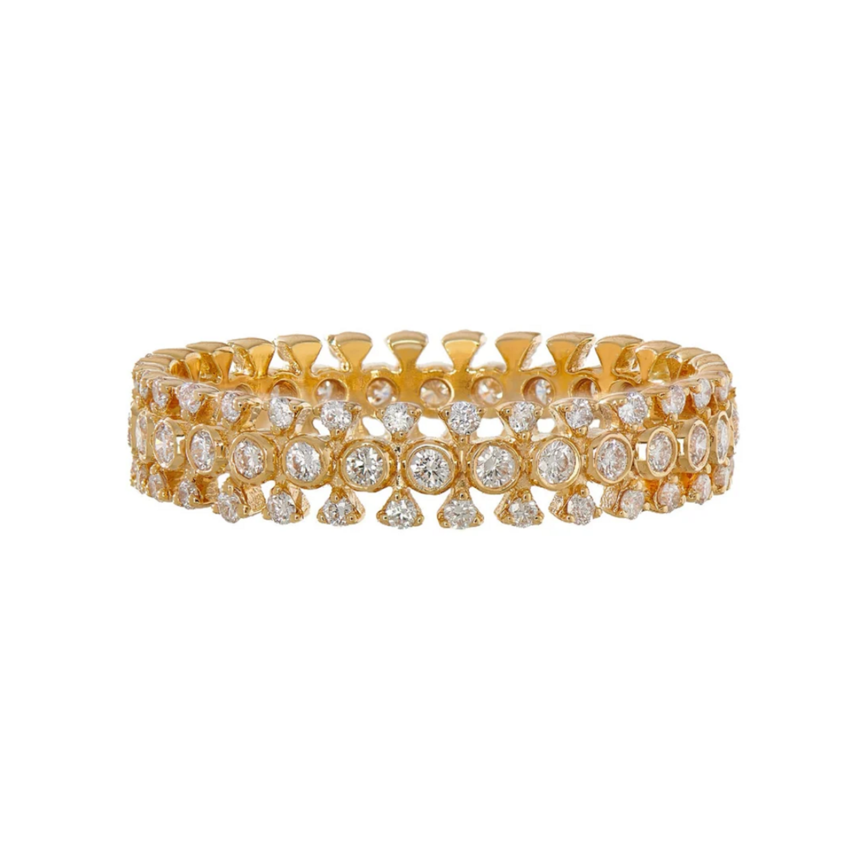 Sethi Couture 18k Yellow Gold and White Diamond Adele Band, Size 6.5, .62ct