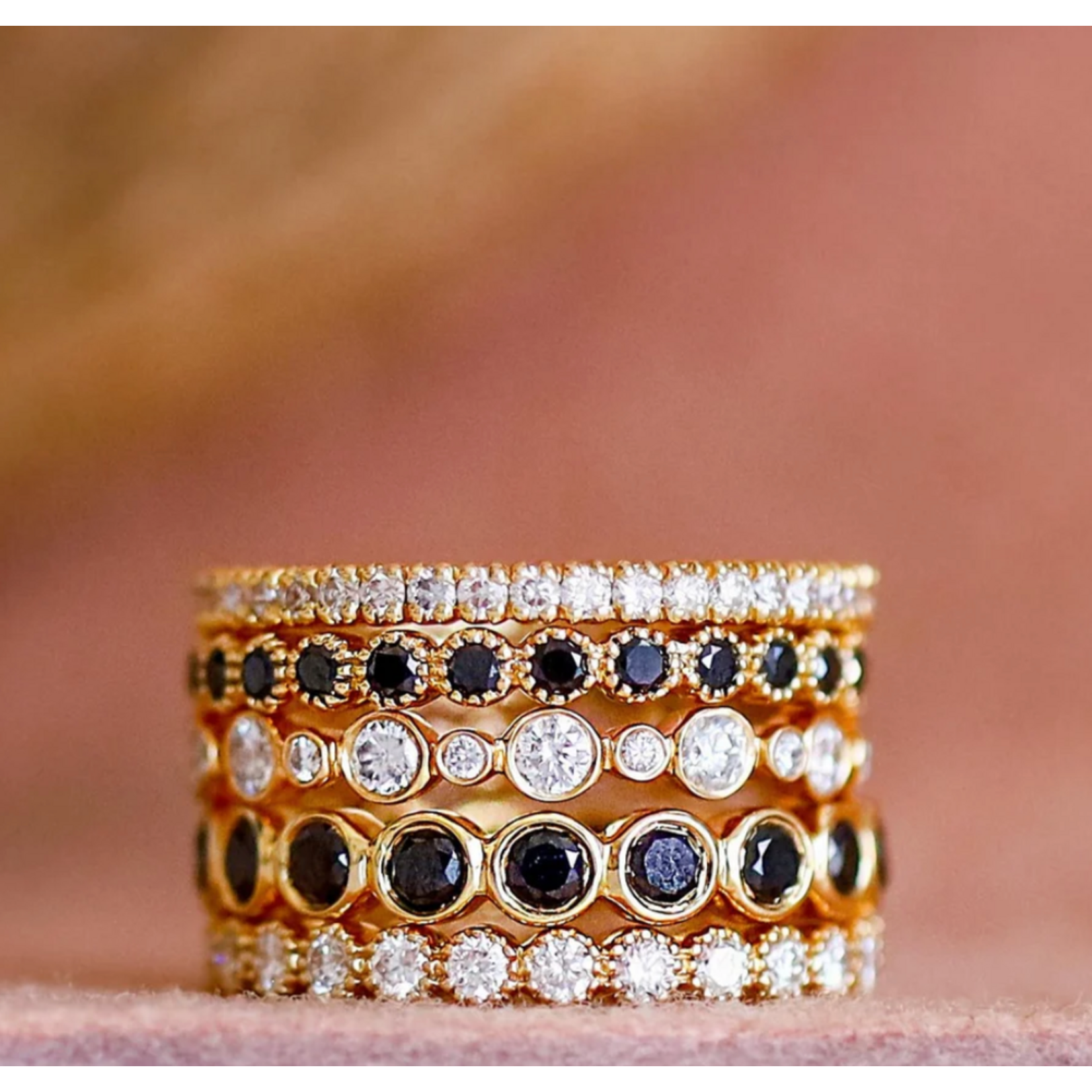 Sethi Couture 18k Yellow Gold and Black Diamond Modern Bezel Band, Size 6.5, 1.21ct