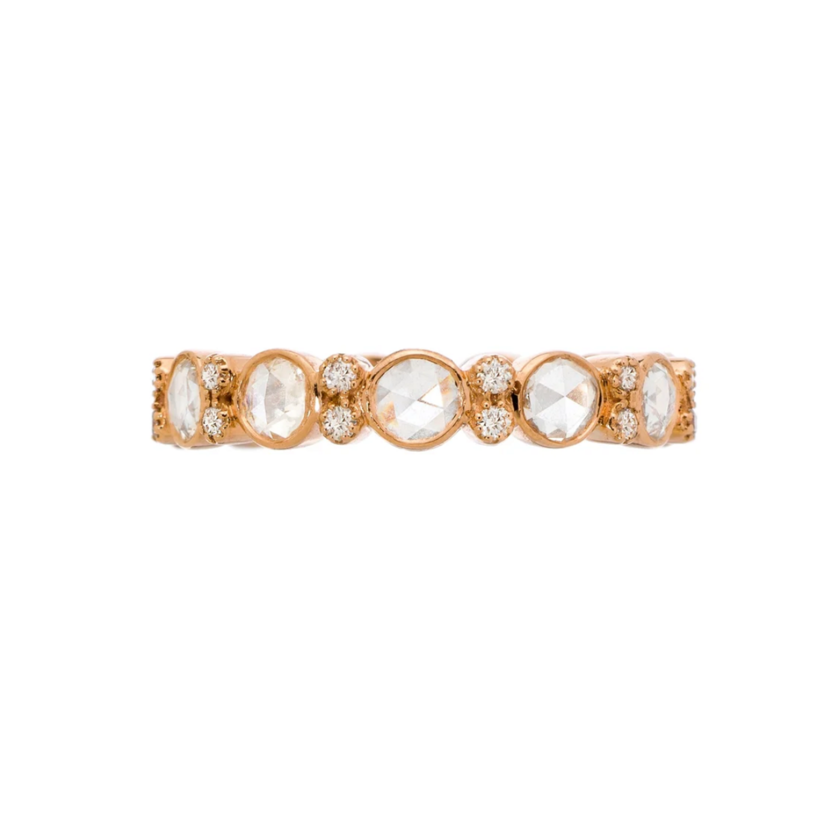 Sethi Couture 18k Rose Gold and Rose Cut Diamond Marian Band, Size 7, 1.17ct