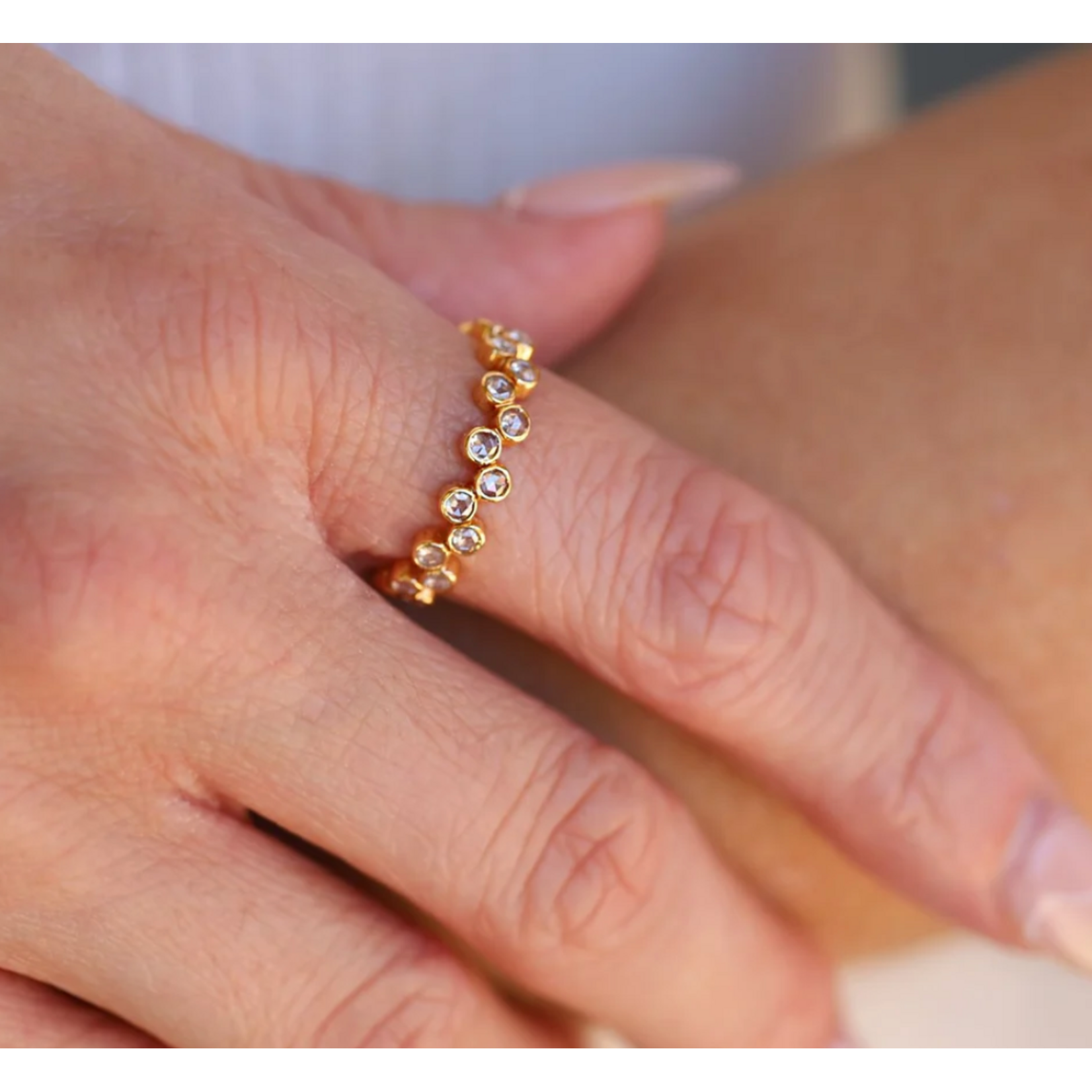 Sethi Couture 18k Rose Gold and Diamond Zig Zag Ring, Size 5.5