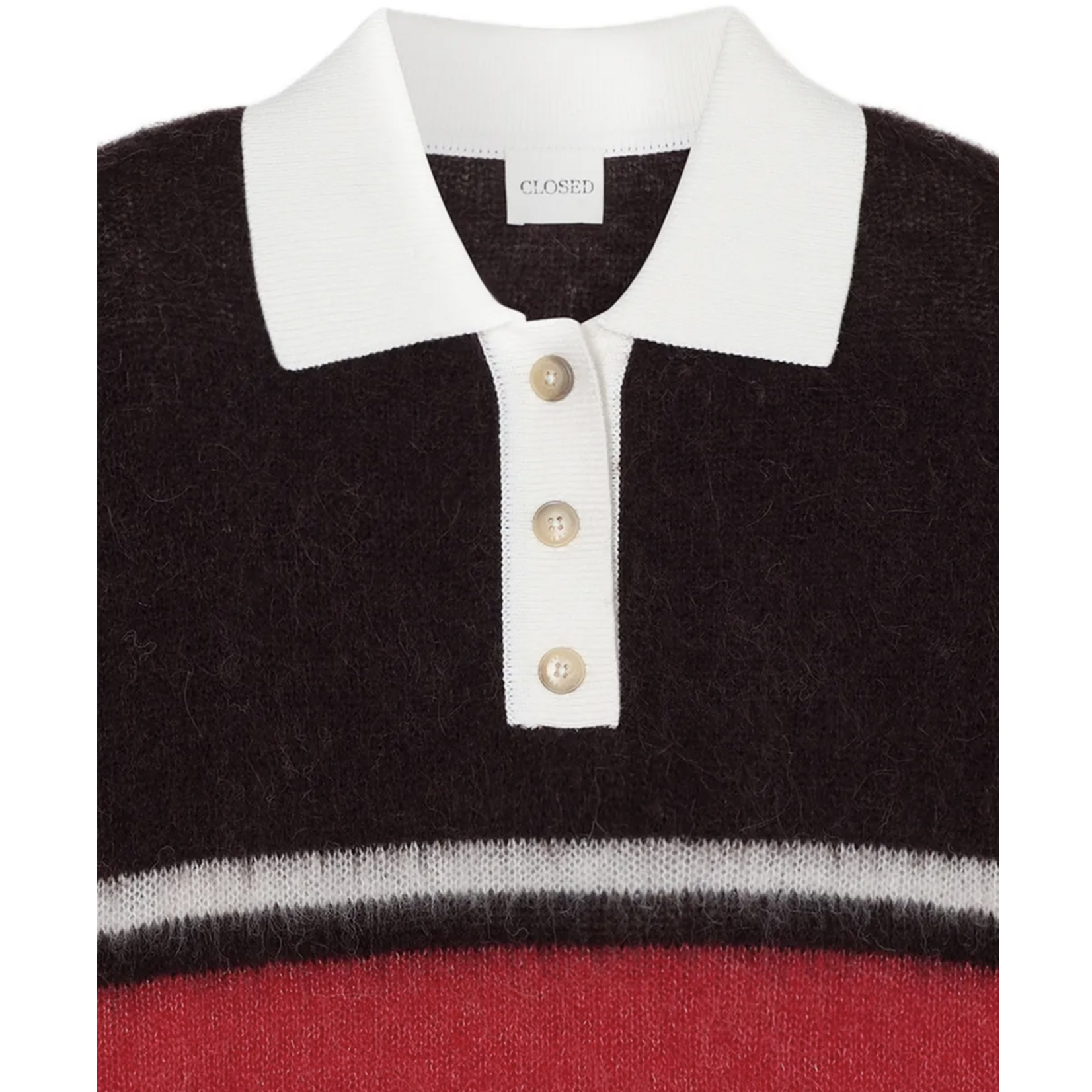 Closed Polo w/Rugby Stripe
