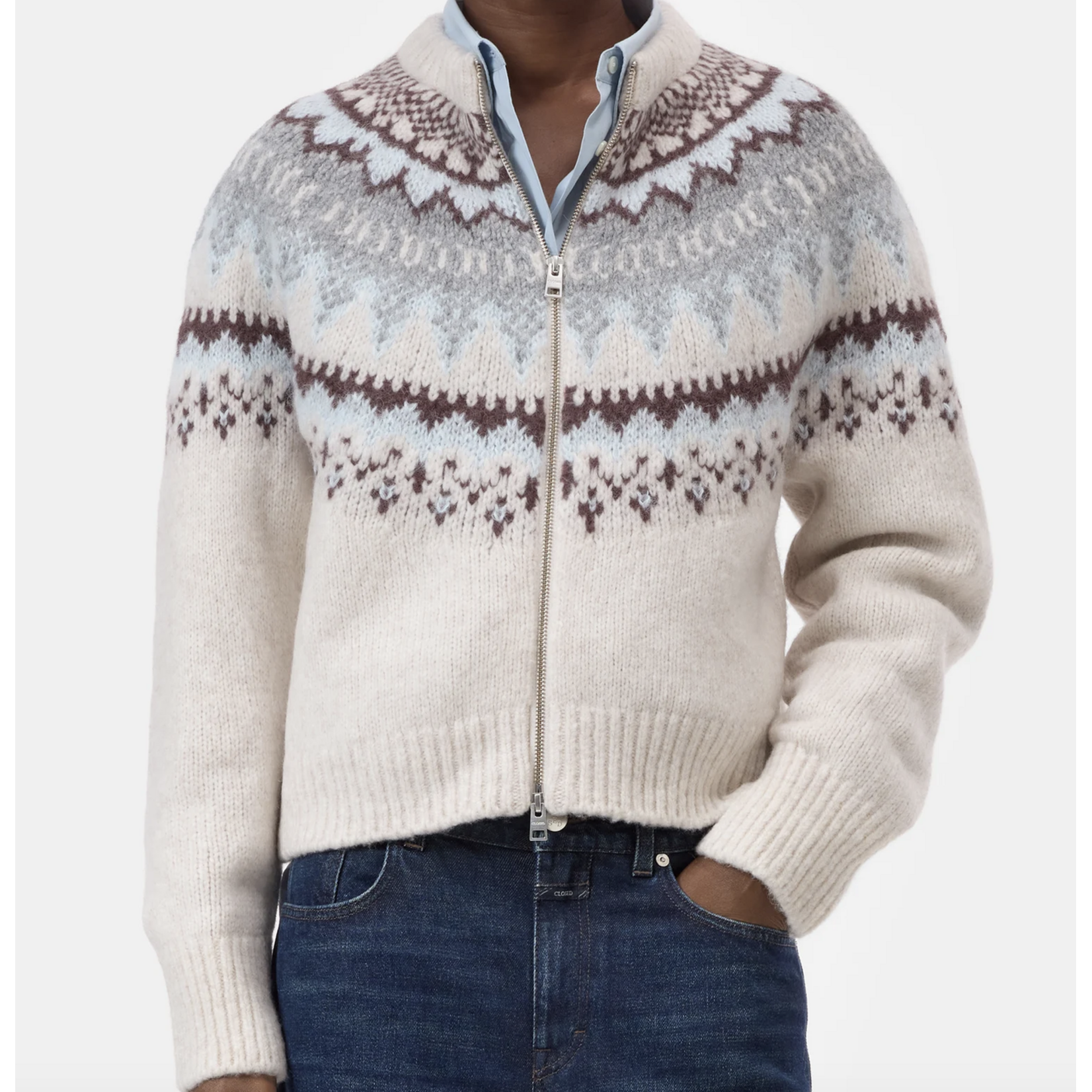 Closed Cropped Zip Cardigan