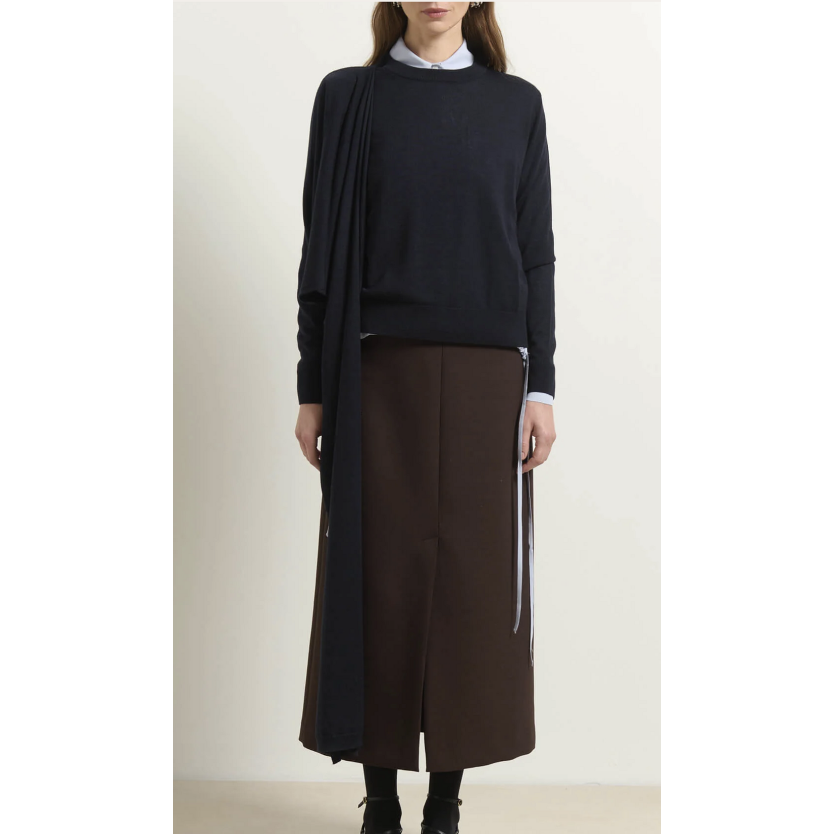 Beatrice Asymmetric Sweater w/Draped Neckline