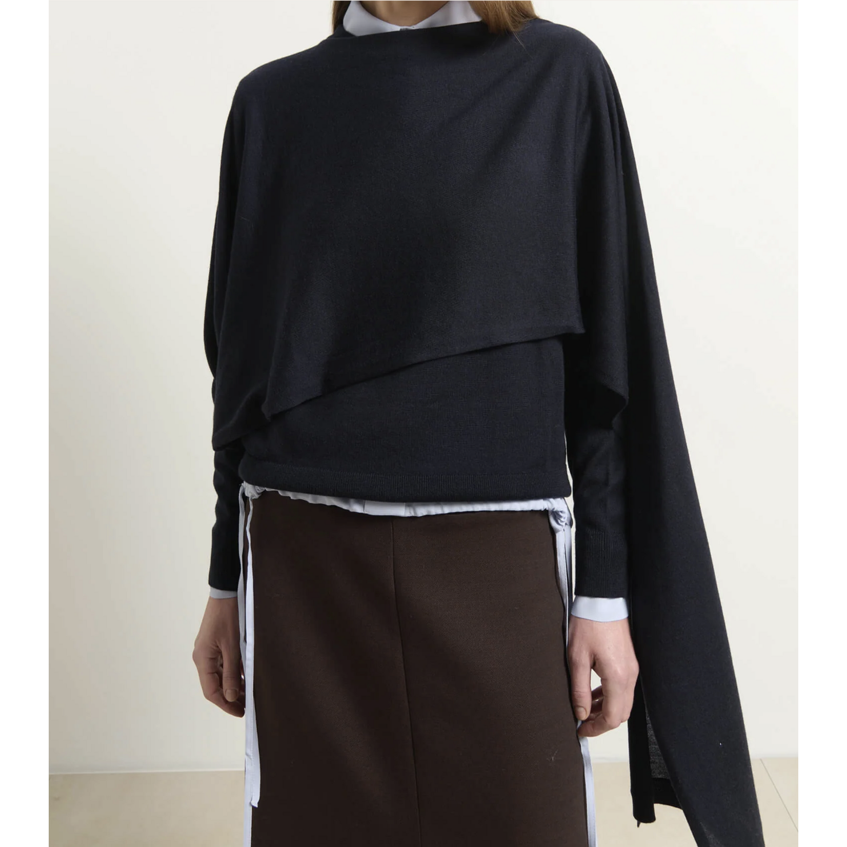 Beatrice Asymmetric Sweater w/Draped Neckline