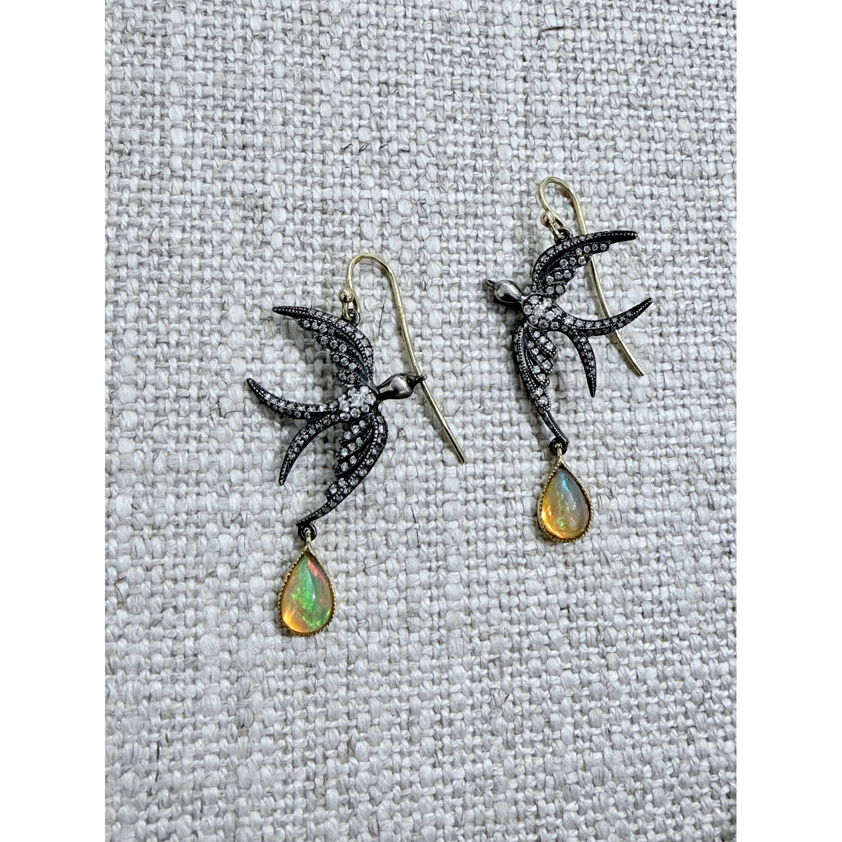Arman Sarkisyan Pae Diamon Swallows with Opal and Diamond Drop Earrings