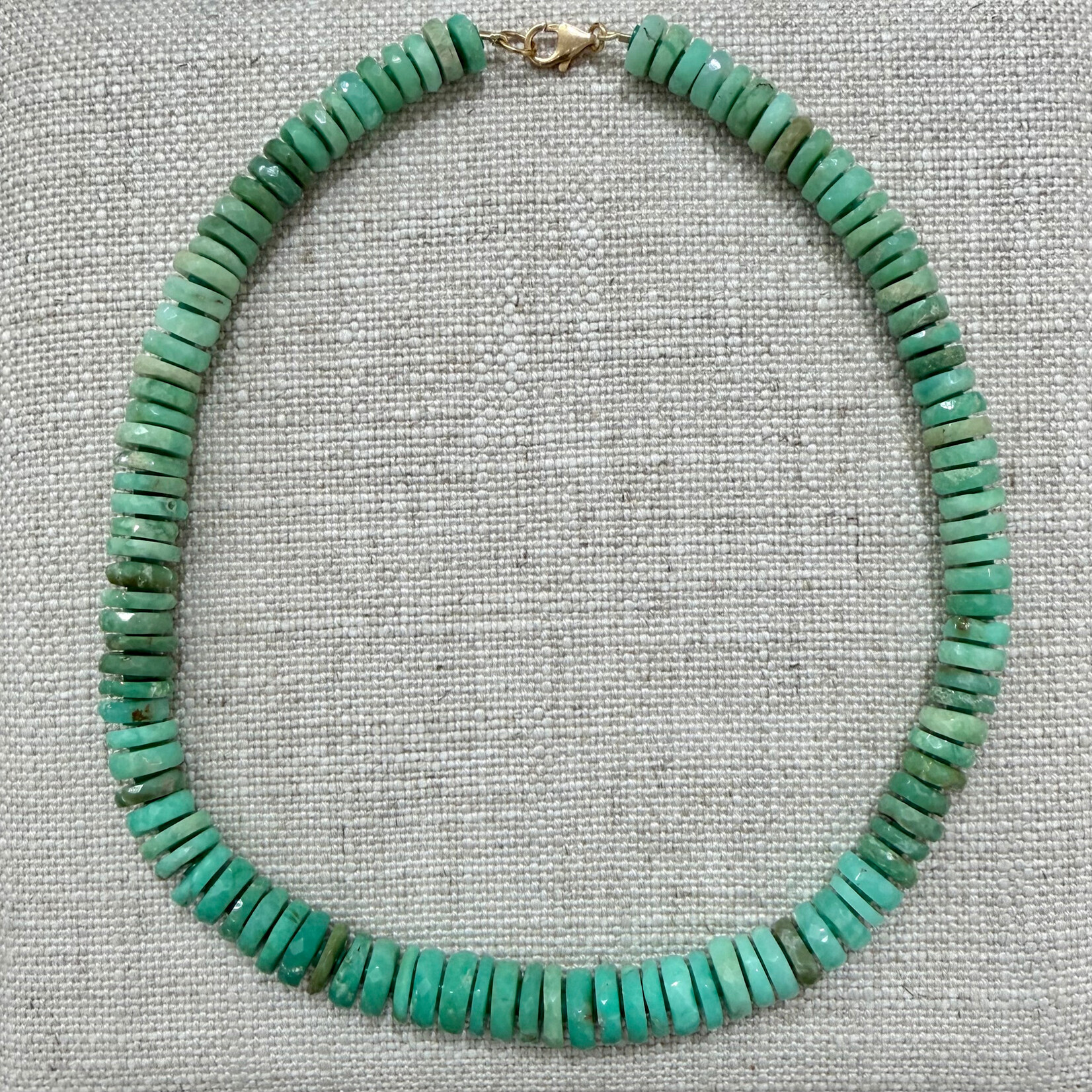 Theodosia Natural Heishi Cut Chrysoprase Candy Necklace, 17 inch