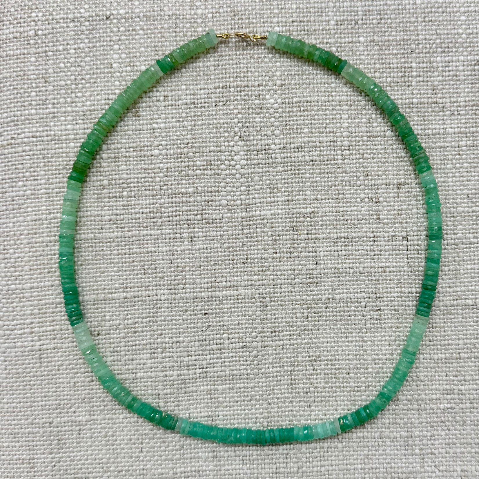 Theodosia Shaded Chrysoprase Heishi Necklace, 16 inch