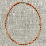 Theodosia Mini Tube Coral Necklace with 14k Diamond Bead, 16 inches