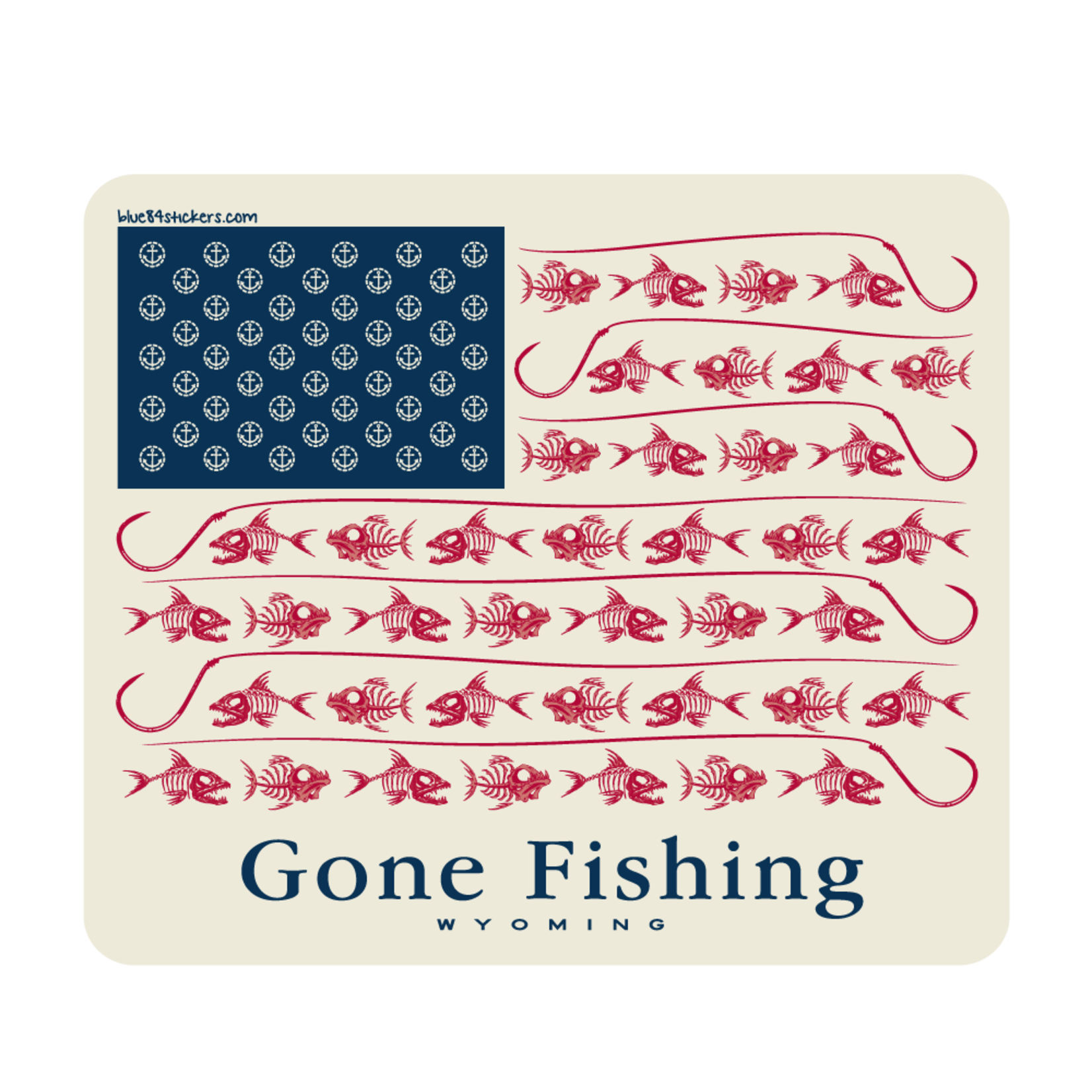 Gone Fishing USA flag Lrg sticker