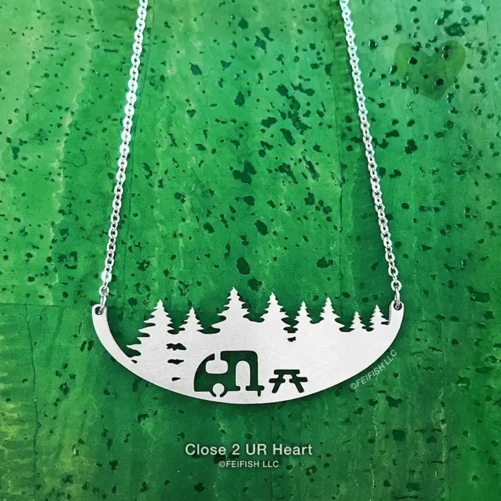 Close 2 UR Heart Camper Stainless Steel Necklace