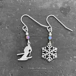 Close 2 UR Heart Skier and Snowflake Earrings