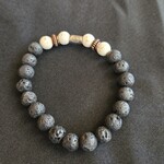 Lava Rock, white & copper bracelet