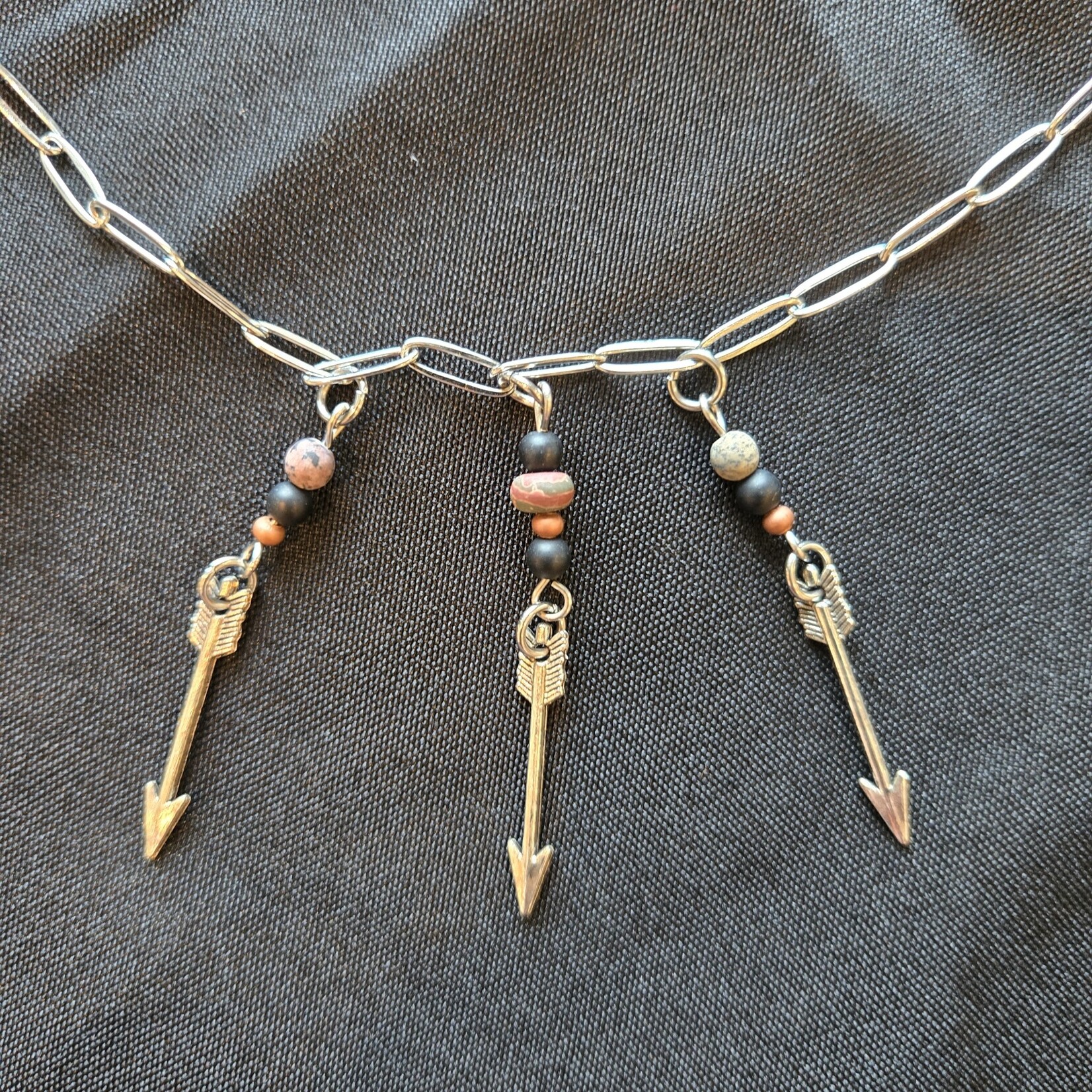 Onyx, Jasper, Copper/Paperclip Chain Necklace