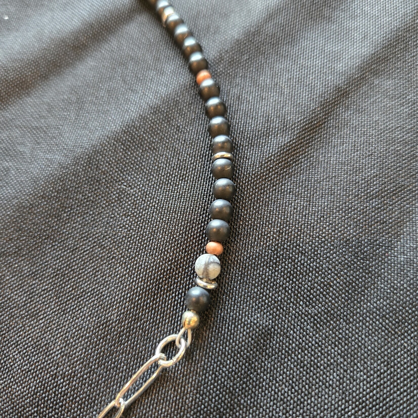 Onyx, Jasper, Copper/Paperclip Chain Necklace
