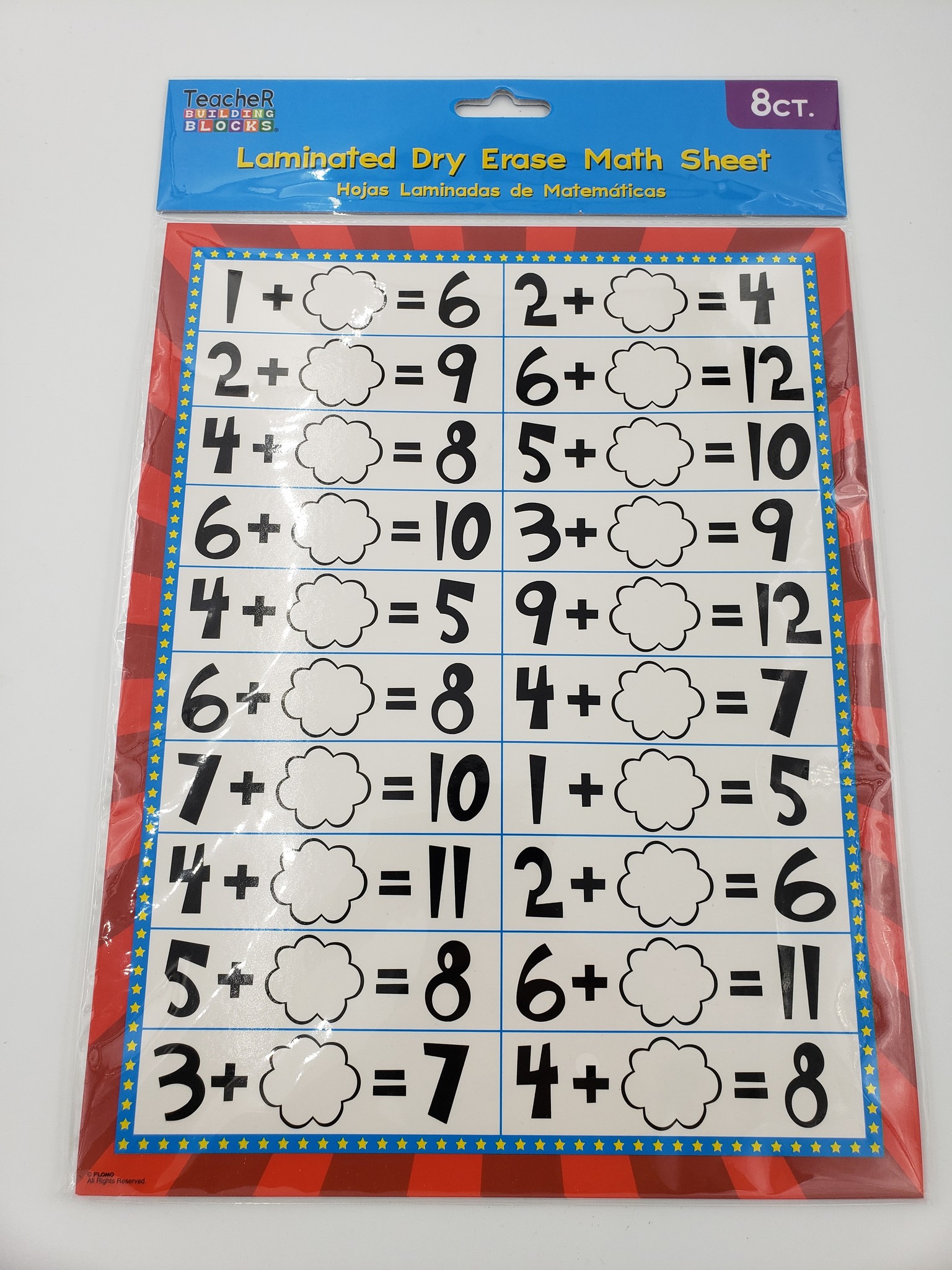 Laminated Dry Erase Math Sheet 8ct Little Bear Homeschool Shoppe