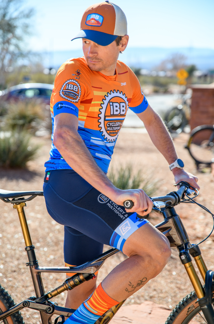 DNA Cycling IBB Custom DNA Cycling Gravel Bib Short Blue/Orange Men -