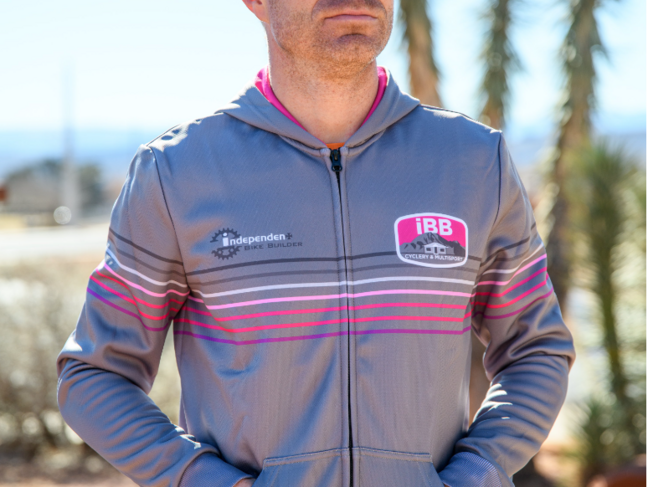 DNA Cycling 2024 IBB Roubaix Zip Up Hoodie Grey/Pink Striped
