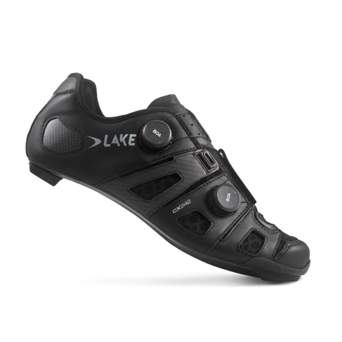 Lake Cycling Road Shoes - CX242 - Black Silver 40.5