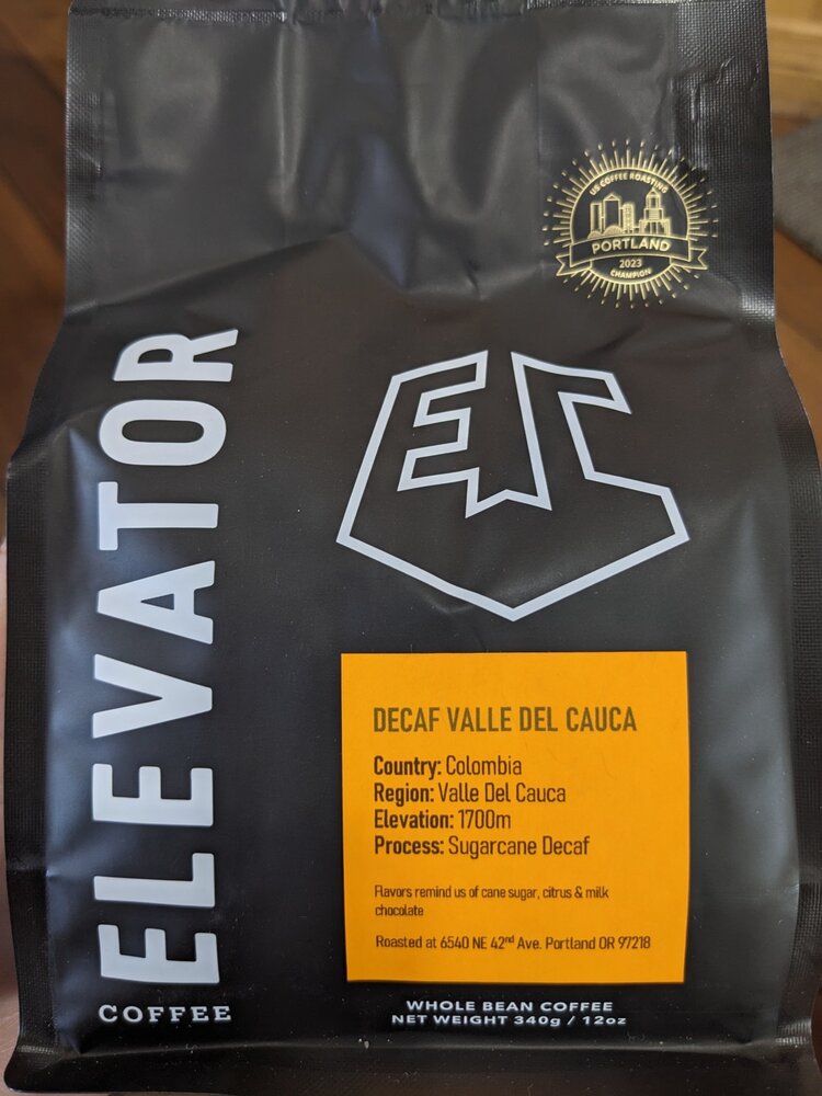 Elevator Coffee Elevator Coffee - DECAF VALLE DEL CAUCA - Sugarcane Decaf - Whole Bean -  12oz