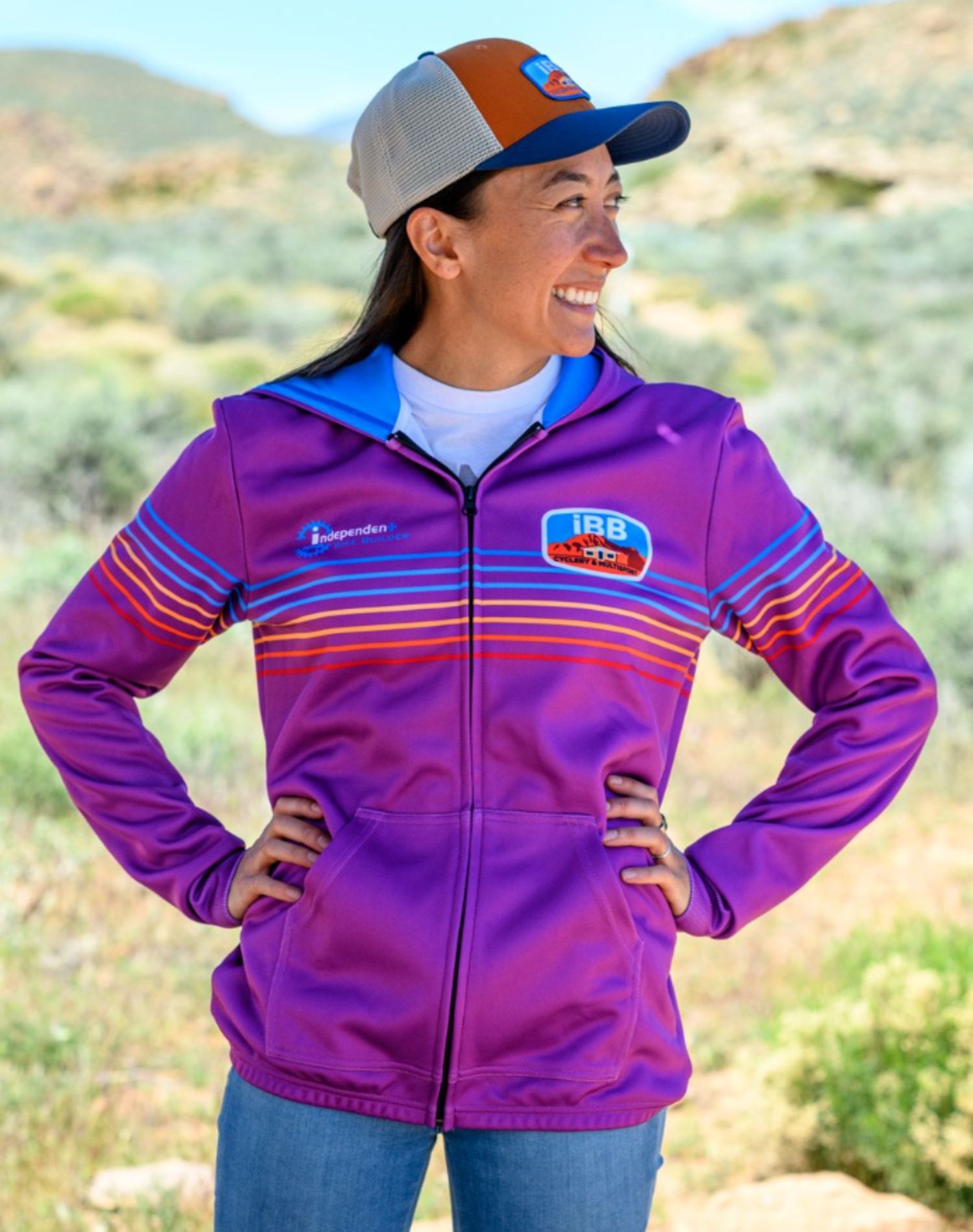 2024 IBB Roubaix Zip Up Hoodie in Purple Striped | IBB Cyclery