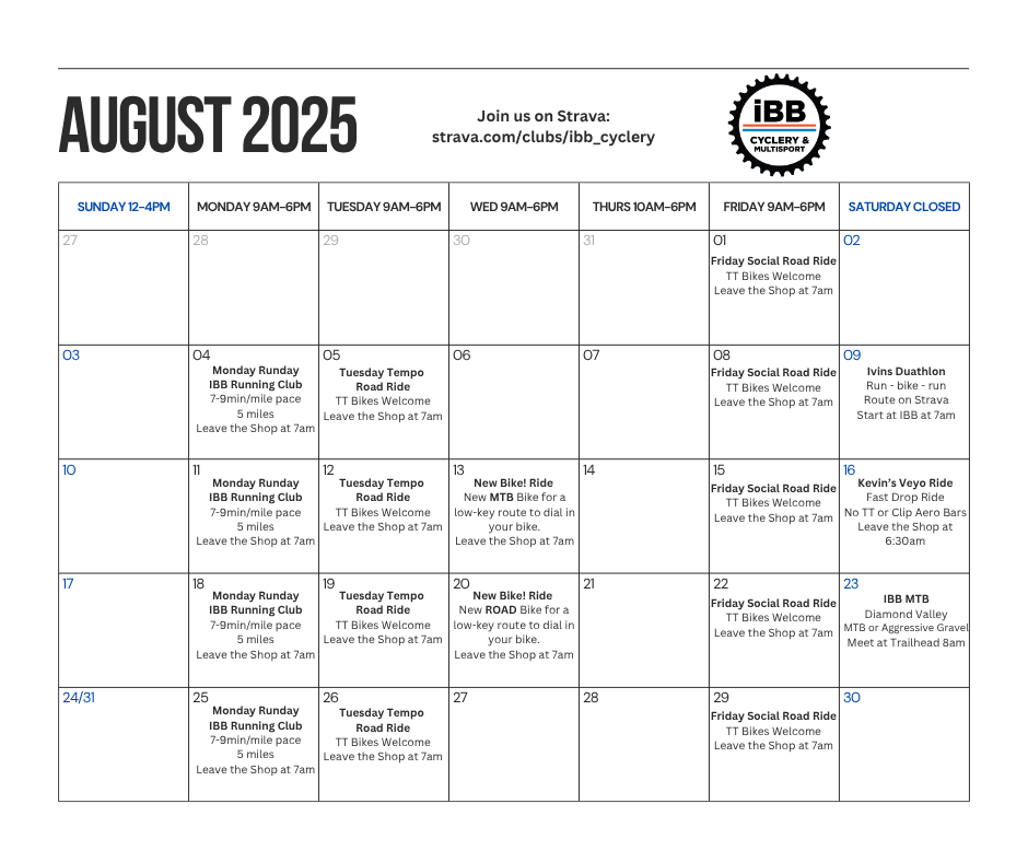 IBB Event Calendar August 2025