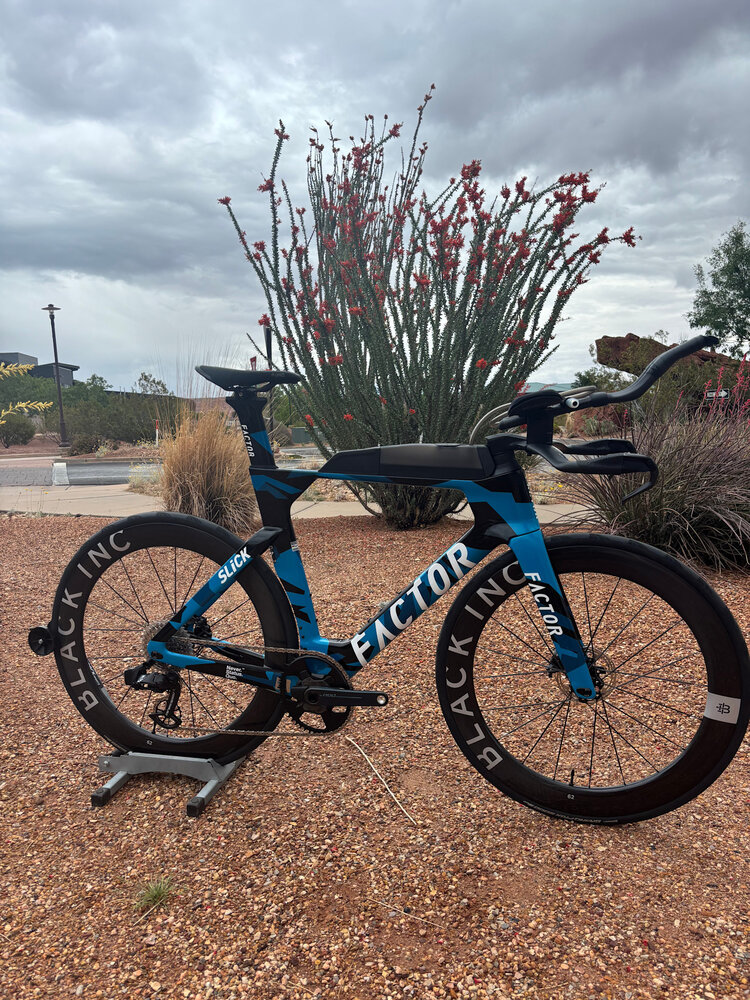 Factor Bikes Factor SLiCK Triathlon -  SRAM RED AXS 1x12 Power - CeramicSpeed - Black Inc. 62 Wheels - Nebula Blue - 56cm