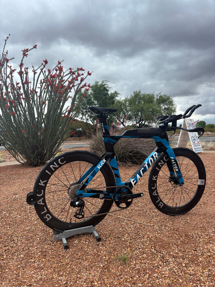 Factor Bikes Factor SLiCK Triathlon -  SRAM RED AXS 1x12 Power - CeramicSpeed - Black Inc. 62 Wheels - Nebula Blue - 56cm