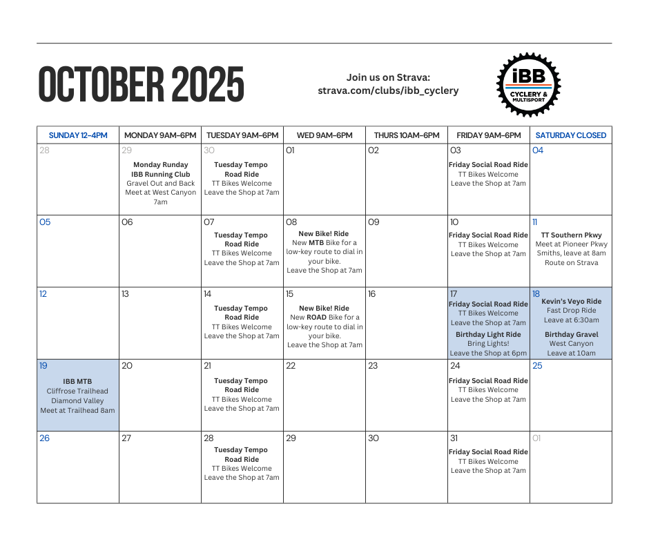 October 2025 Event Calendar