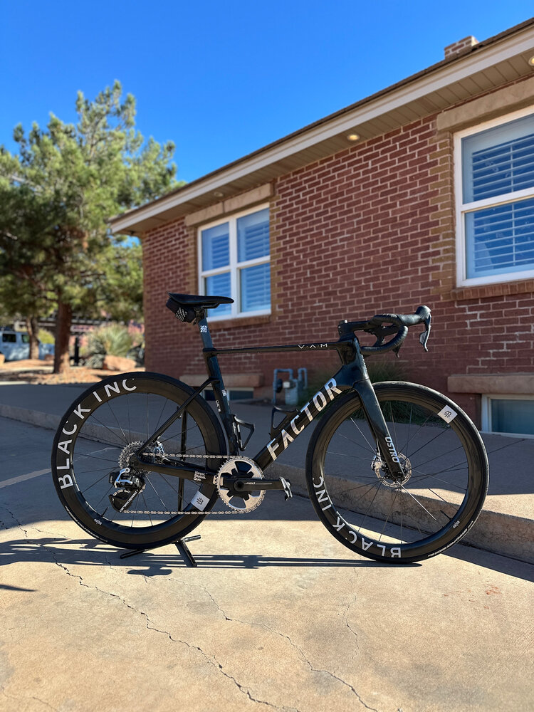 Factor Bikes Factor Ostro VAM - SRAM Red AXS 1x12 PM - 48/58 Black Inc. Wheels - Gloss Black / Chrome - 56cm - DEMO BIKE