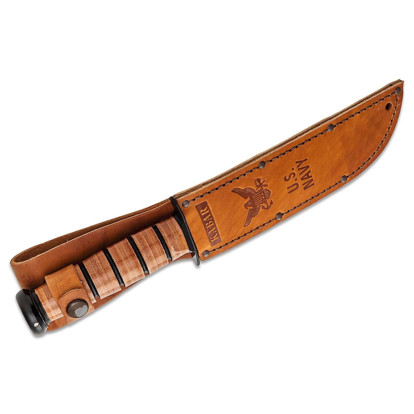 Ka-Bar KaBar USN Anniversary Fighting Knife - Leather Sheath - Straight Edge