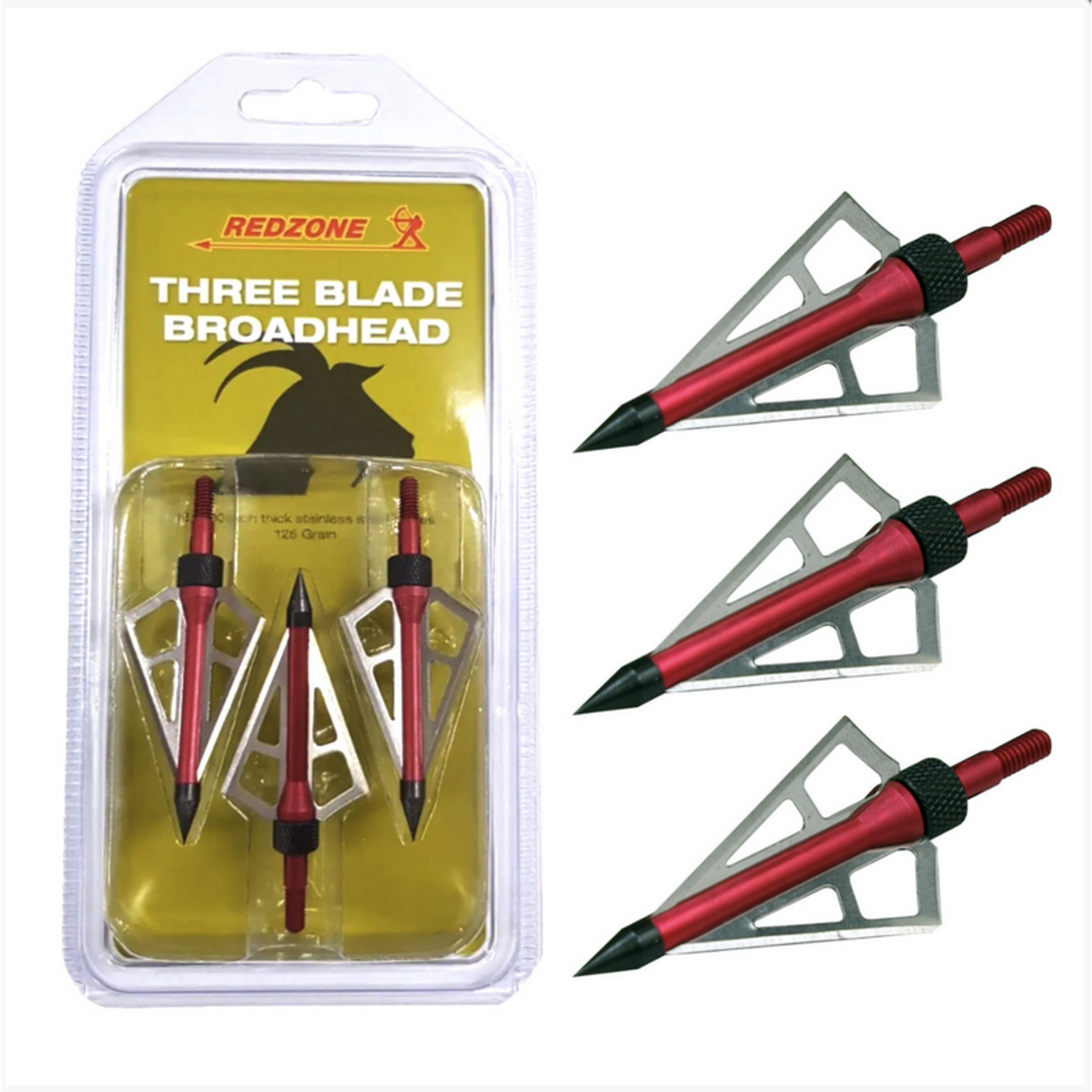 Redzone Archery Redzone 3-Blade 125gr Archery Carbon Steel Broadheads