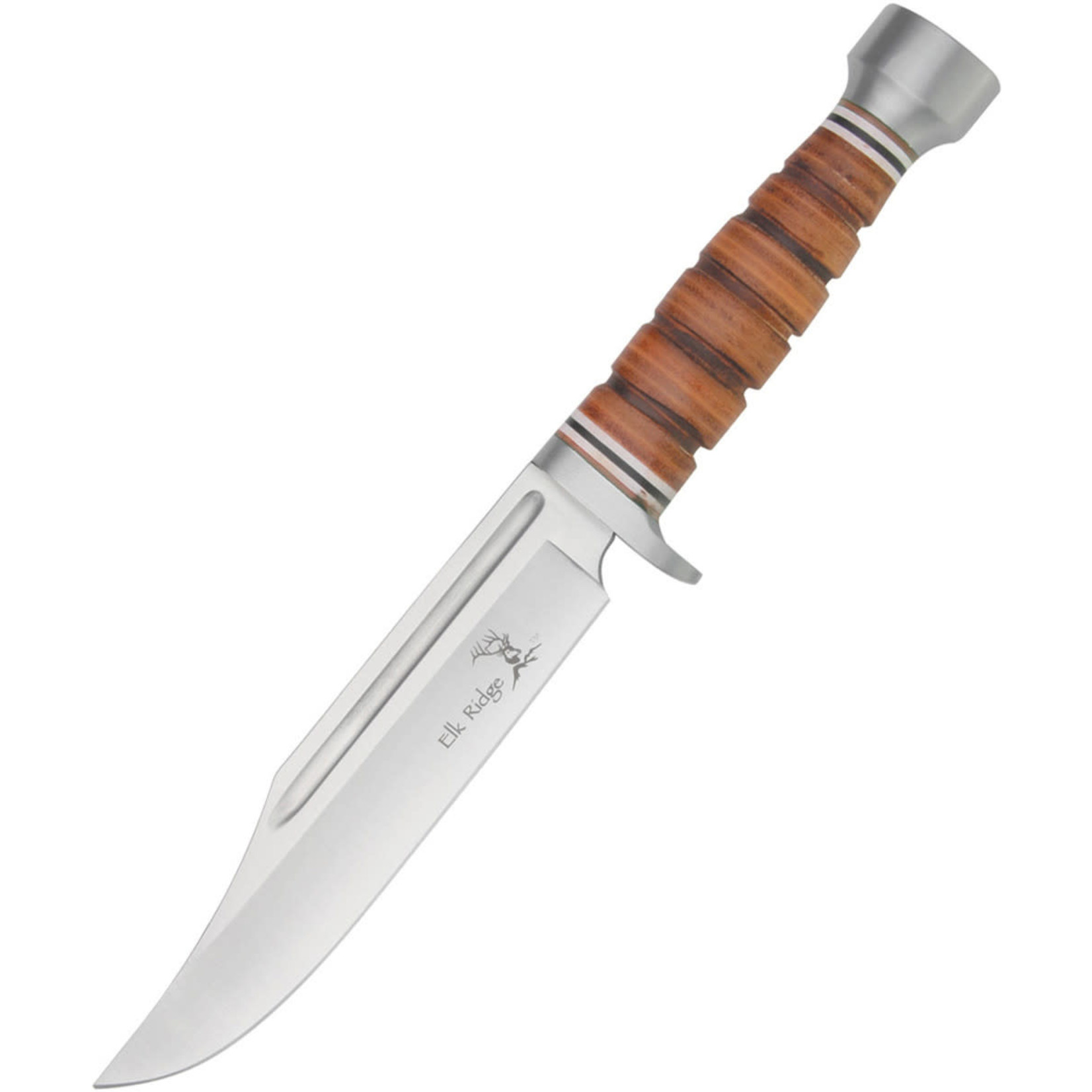 Elk Ridge Elk Ridge Bowie Knife 6.75inch Blade Stack Leather Handle Leather Sheath