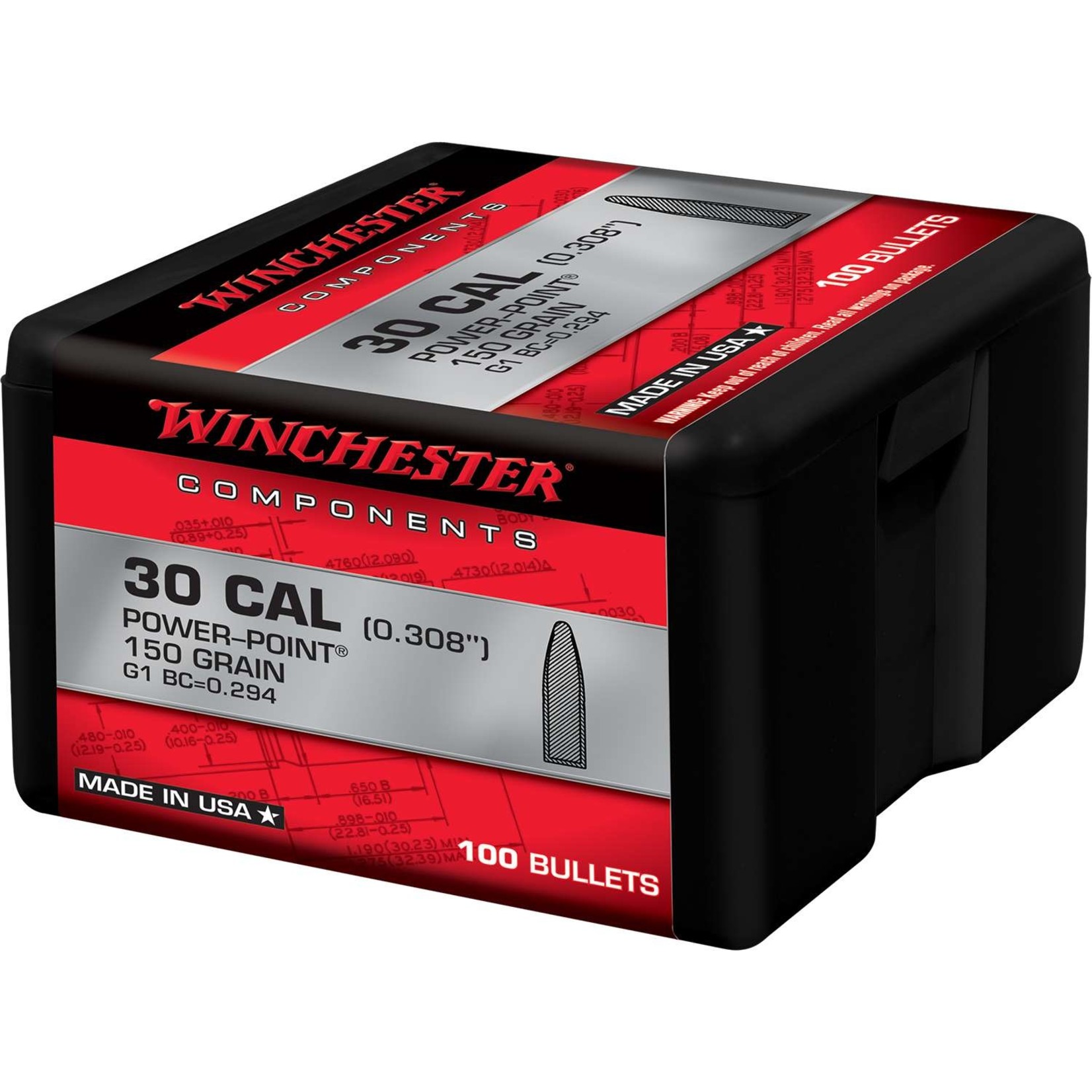 Winchester Winchester 30 cal - 150gr Projectiles - 100 Projectiles