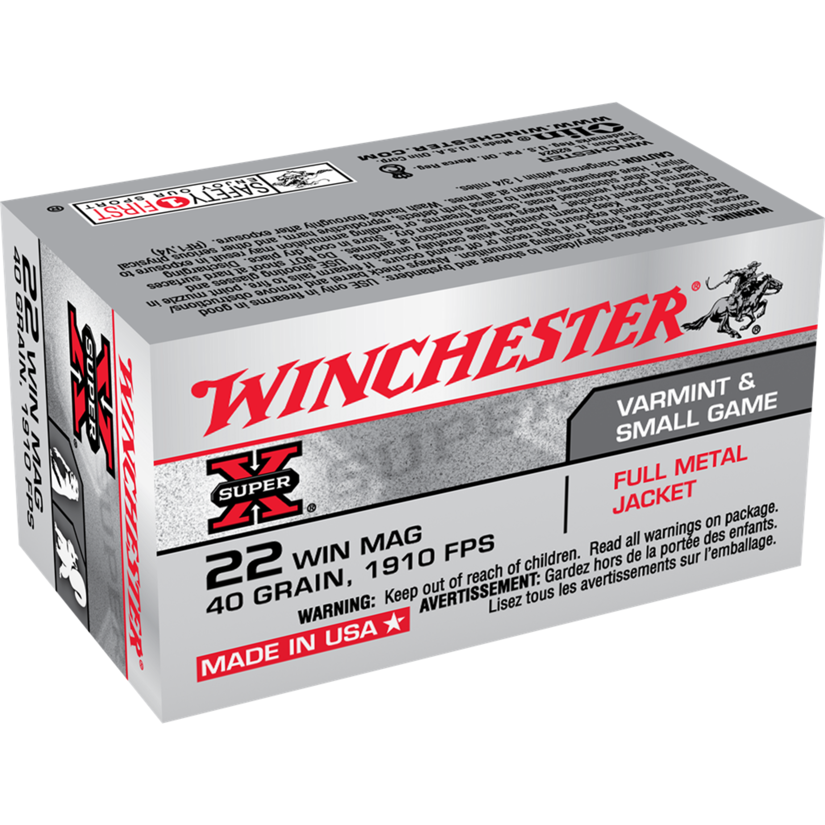 Winchester Winchester 22WMR 40gr FMJ - 1910fps Super X - 50 Pack