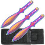 Perfect Point Perfect Point Throwing Knives 3x Unicorn Colour Set Cordura Pouch