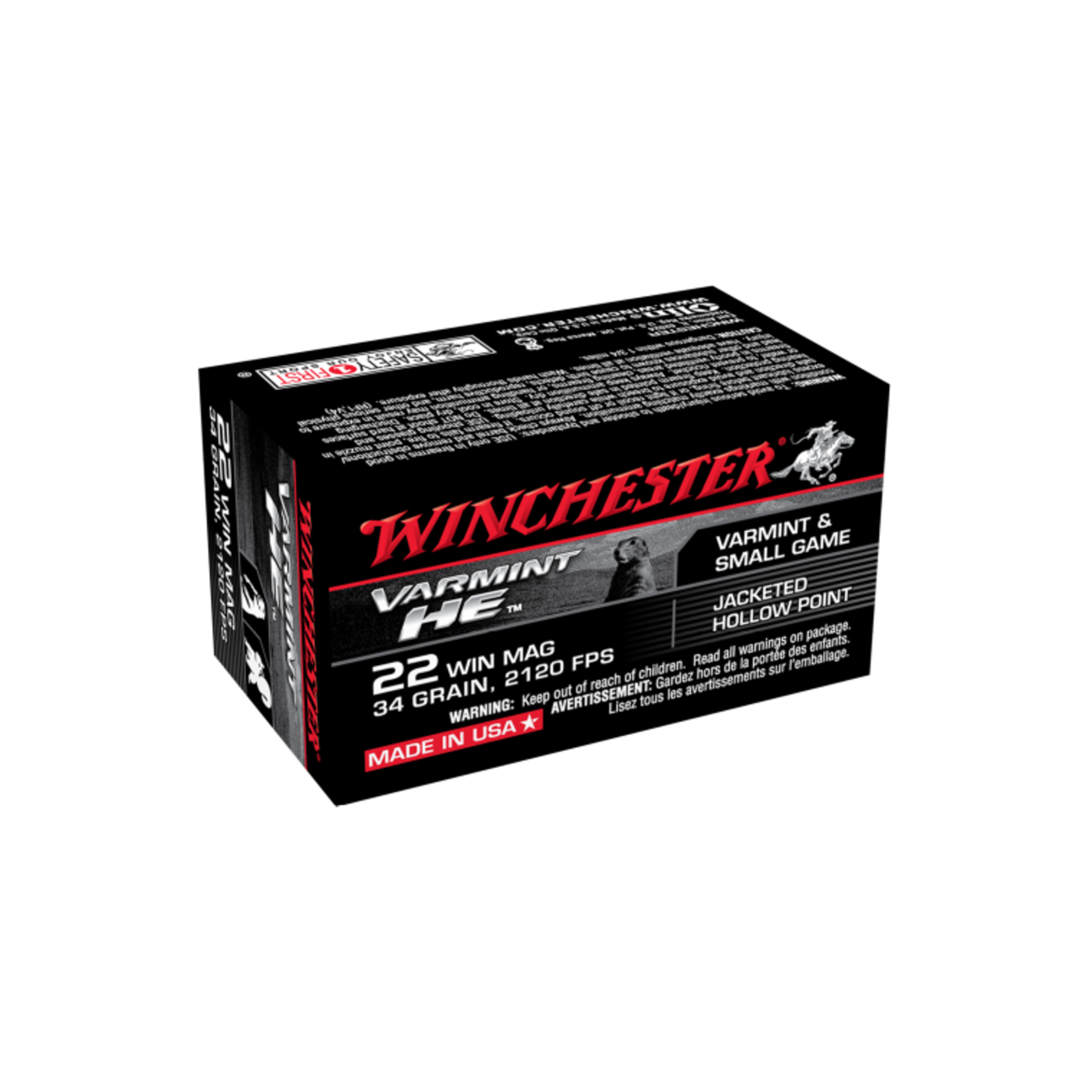 Winchester Winchester 22WMR Varmint HE 34gr JHP - 2120fps - 50 Pack