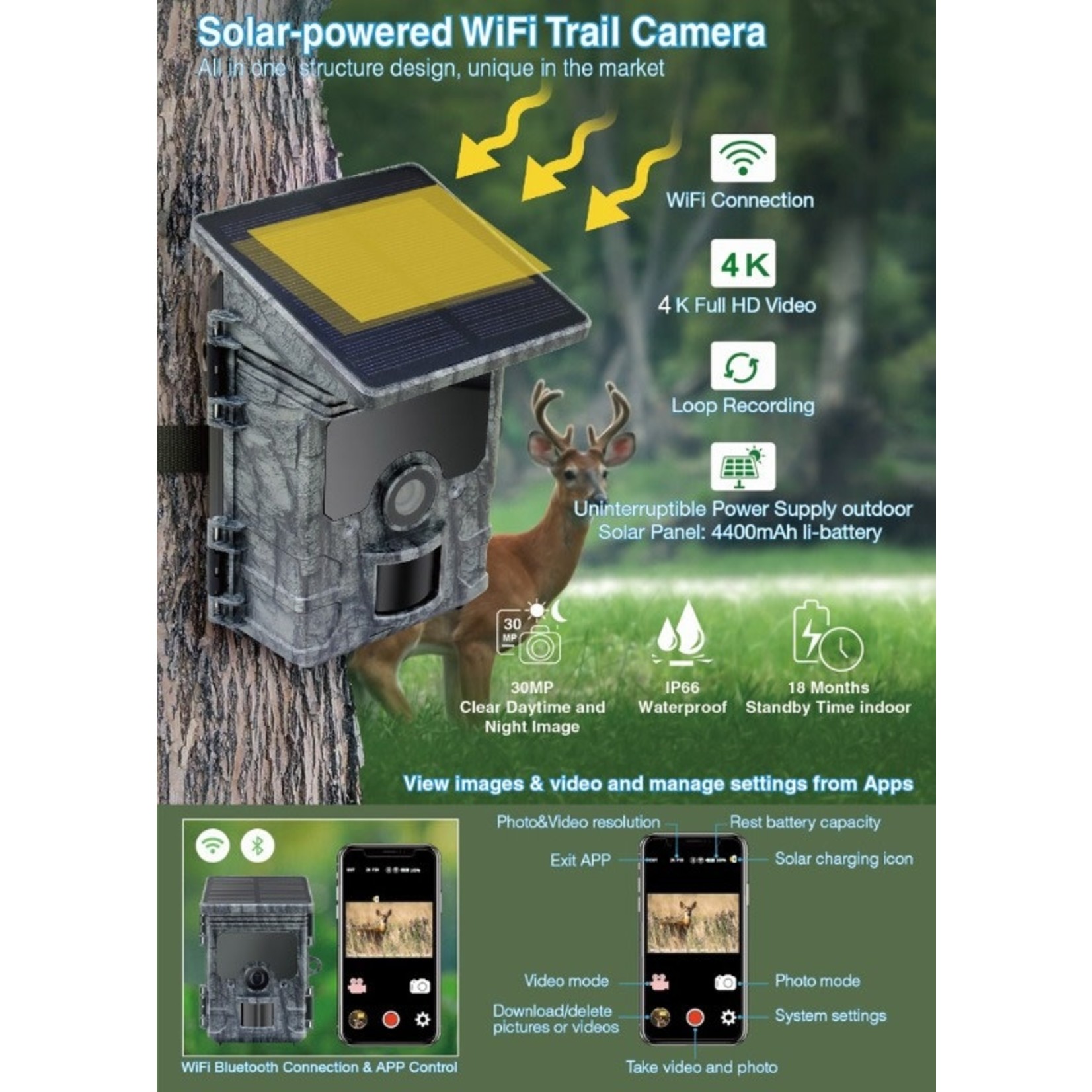 Taylor Guncare Taylor 4k Solar Trail Camera with Bluetooth and Wifi
