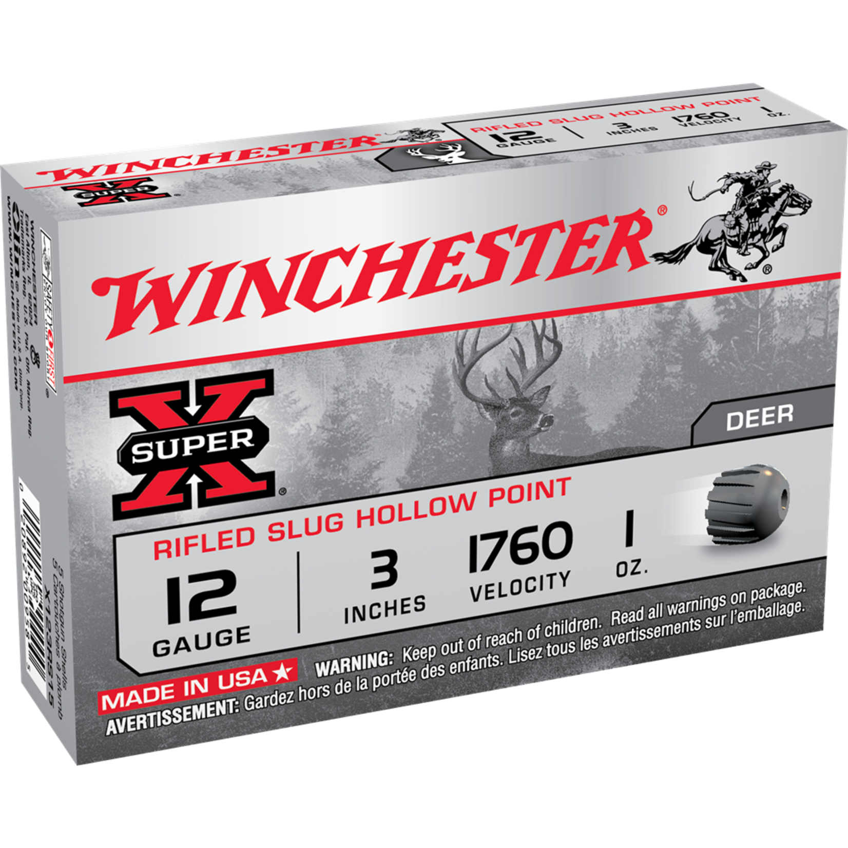 Winchester Winchester 12g 3inch 1oz Rifled Slug - 1760fps - 5 Pack