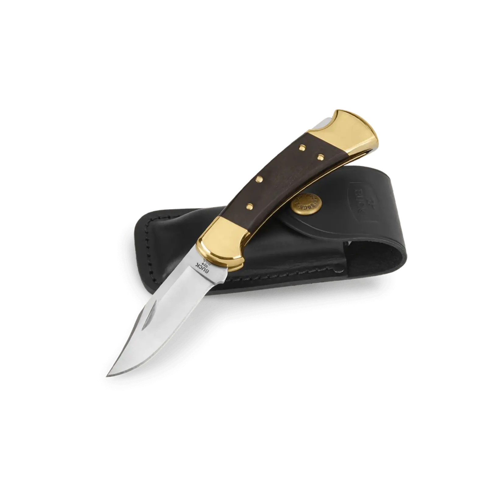 Buck Buck Knives - 112 Ranger 3 inch Folding Blade - Leather Pouch - Forever Warranty
