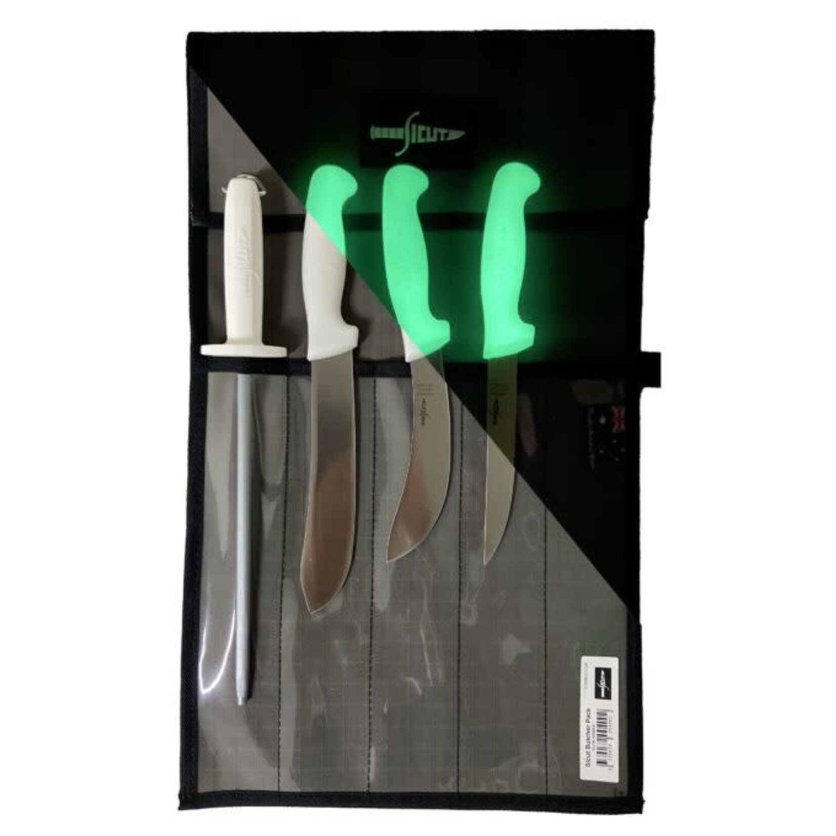 Sicut Sicut 3 Knife + Steel Butchering Package - Glow handles in Canvas Roll