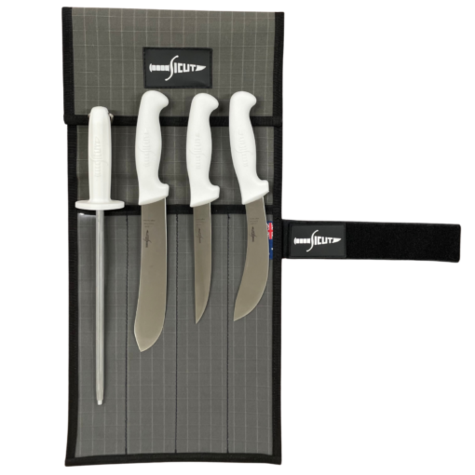 Sicut Sicut 3 Knife + Steel Butchering Package - Glow handles in Canvas Roll