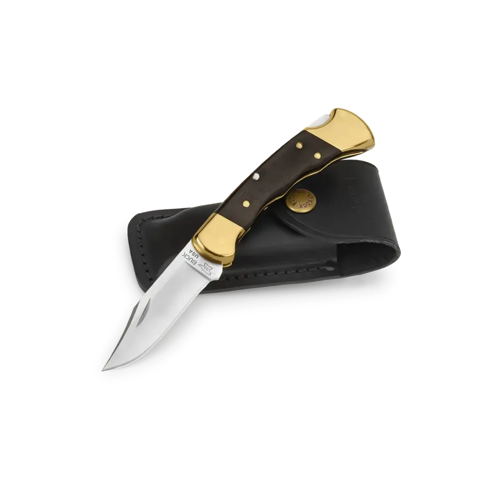Buck Buck Knives - 112 Ranger 3 inch Finger Groove Folding Blade - Leather Pouch - Forever Warranty