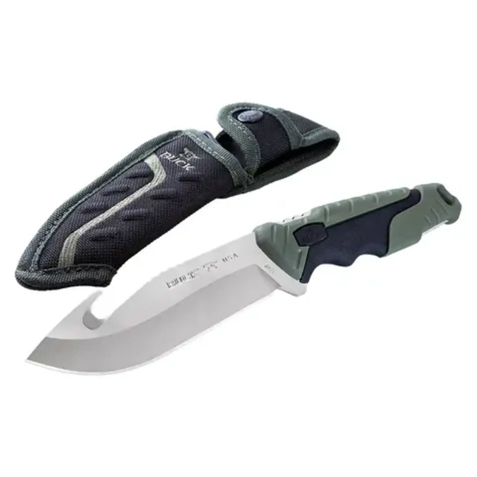 Buck Buck Knives - 657 Pursuit Guthook Large Folding Knife Nylon Sheath - Forever Warranty