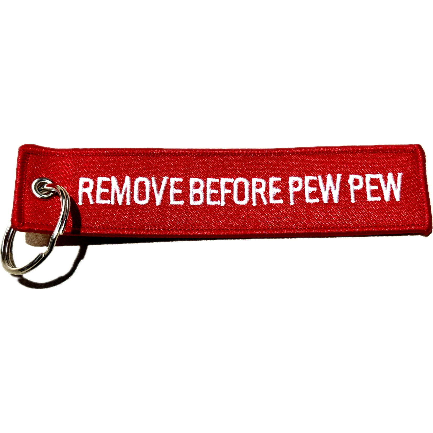Shooters Shed AE Chamber Flag Tag "Remove Before Pew Pew"