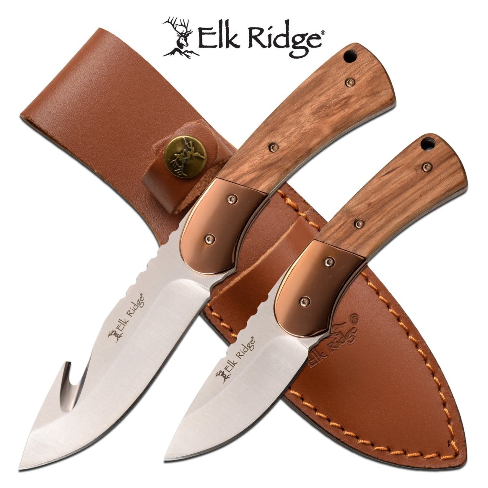 Elk Ridge Elk Ridge 2 Knife Hunters Set with Leather Sheath