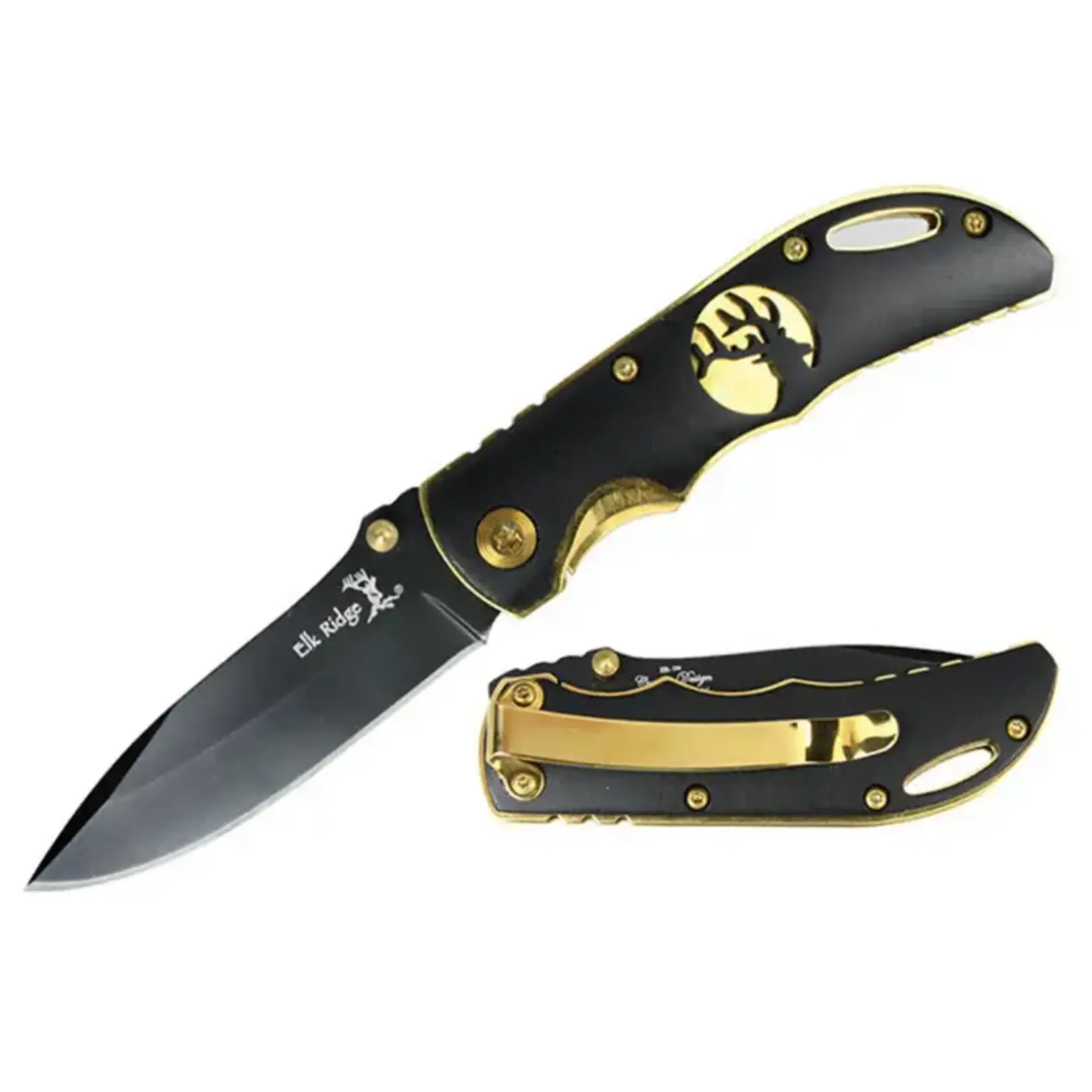 Elk Ridge Elk Ridge Black & Brass Linerlock Gentlemans Pocket Knife