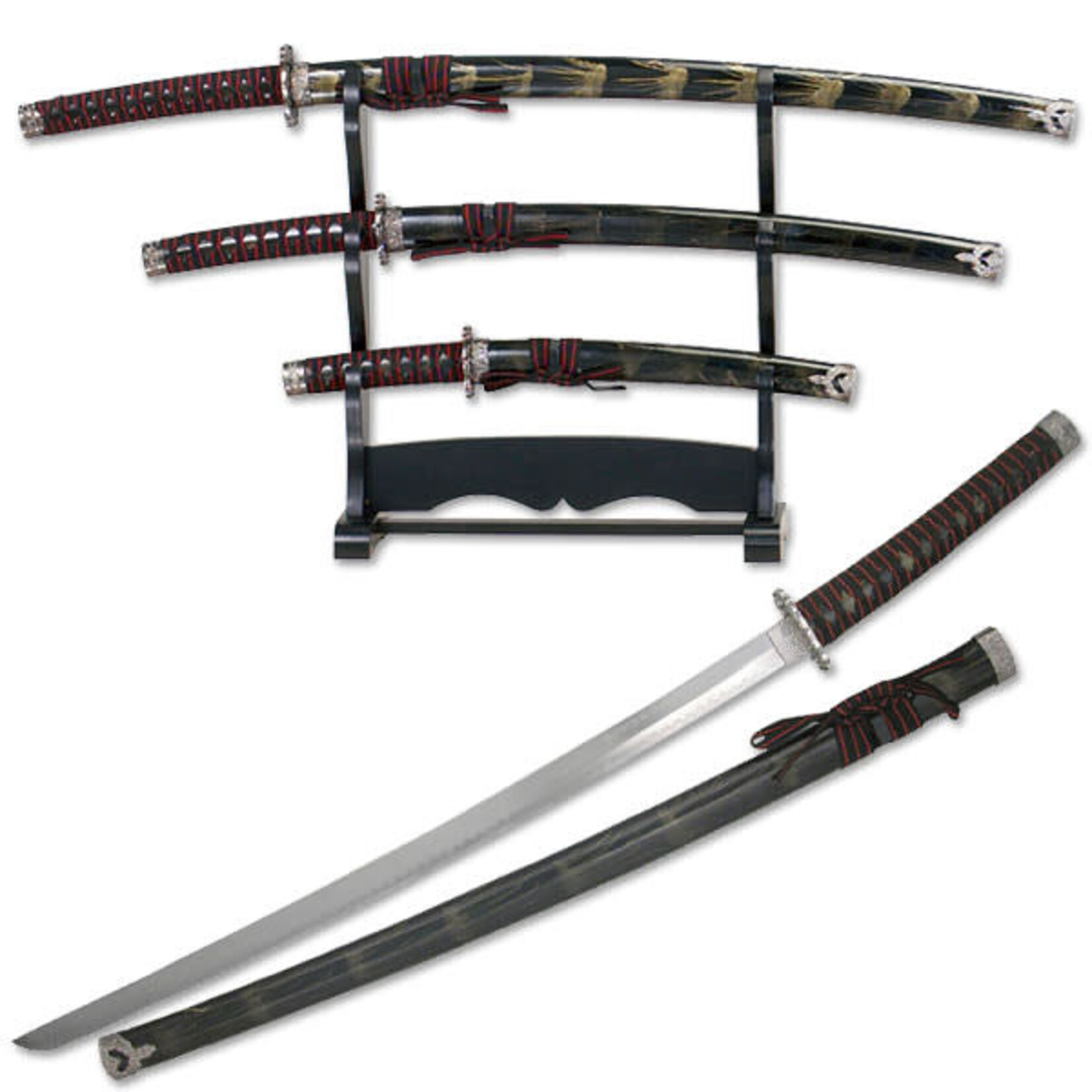 Taylor Guncare 3 Sword Japanese Samurai Display Set with Stand